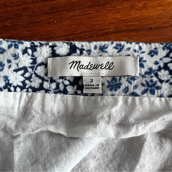 Madewell Blue & White Crinkle Wrap Mini Dress in Quilted Floral Sz 2 - Picture 10 of 16